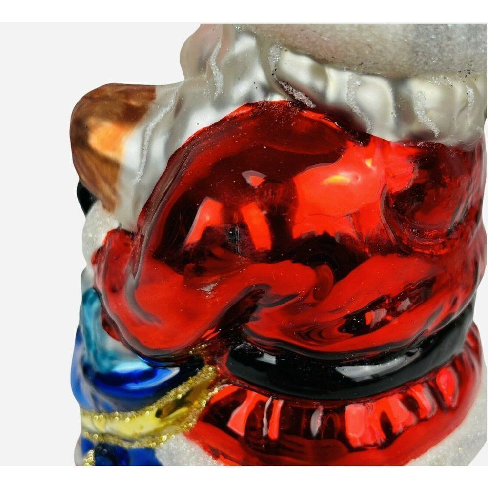 Traditions Blown Glass Christmas Tea Light Candle Holder Set of 3 Santa Snowman - Picture 12 of 12